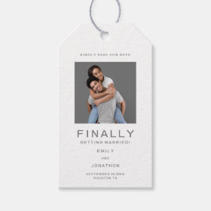 Einfaches Foto Typografie Grau Geschenk Ta Geschenkanhänger