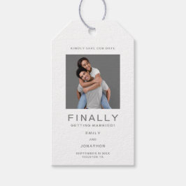 Einfaches Foto Typografie Grau Save the Date Gesch Geschenkanhänger