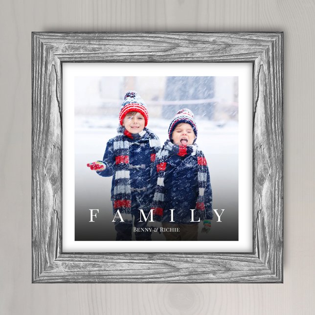 Einfaches Foto Typografie Minimalistisch Vignette (Simple family customized photo print. Editable template)