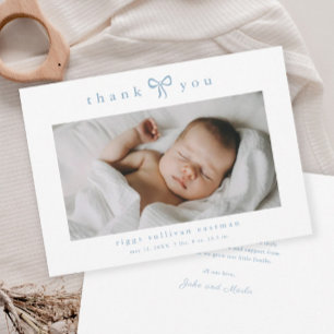 Einfaches Foto von Baby mit Bogen Dankeskarte