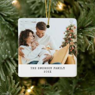 Einfaches Foto-Weihnachtsornament Keramikornament