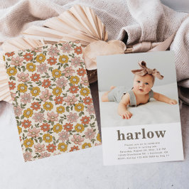 Einfaches Foto zum Geburtstag | Floral Einladung