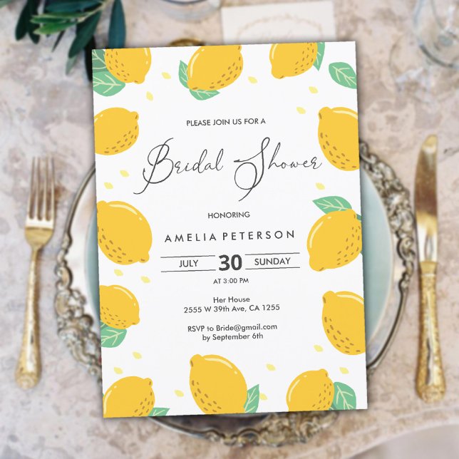 Einfaches Fresh und Fun Elegantes Brautparty Einladung (Simple Fresh and Fun Elegant Lemon Bridal Shower Invitation)