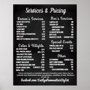 Einfaches Friseursalon-Menü Poster