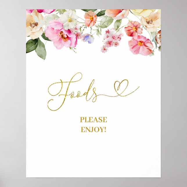 Einfaches Frühlings-Blumen-Party-Schild für Essen Poster (Vorne)