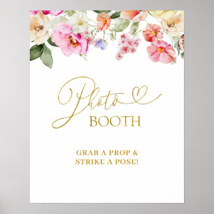 Einfaches Frühlings-Blumen-PhotoBooth-Party-Schild Poster