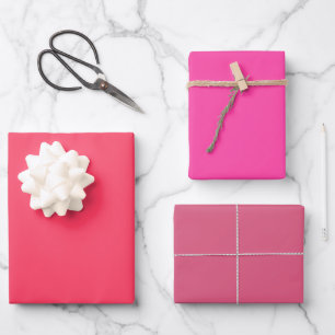 Einfaches Fuchsia-Erdbeer-Rosa-Schattierungen 3 Tö Geschenkpapier Set