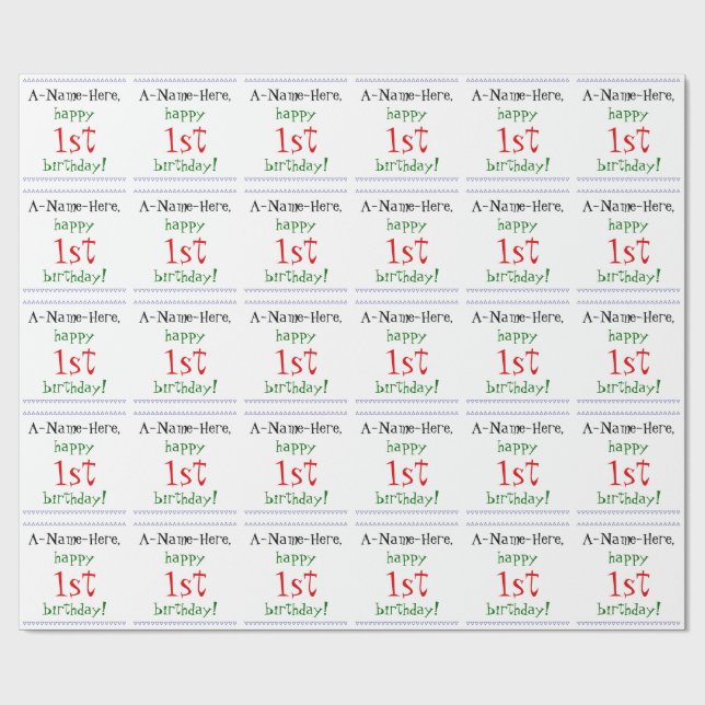 Einfaches Geburtstagspapier zum 1. Geburtstag Geschenkpapier (Flach)