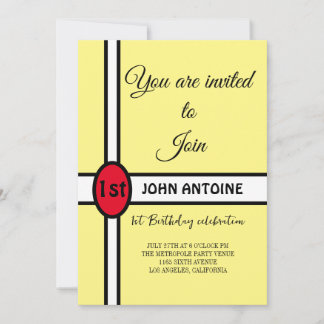 Einfaches Gelb Modernes Elegantes 1. Geburtstags-P Einladung