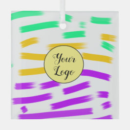 einfaches, gelbblaues Wasserfarbenlogo Ornament Aus Glas