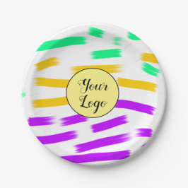 einfaches, gelbblaues Wasserfarbenlogo Pappteller