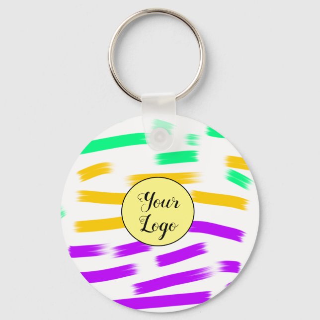 einfaches, gelbblaues Wasserfarbenlogo Schlüsselanhänger (Vorderseite)