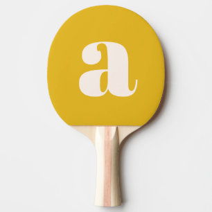 Einfaches gelbes Sommer-Bold Retro-Monogramm Initi Tischtennis Schläger
