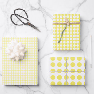 Einfaches gelbes und weißes Punkte-Muster Geschenkpapier Set