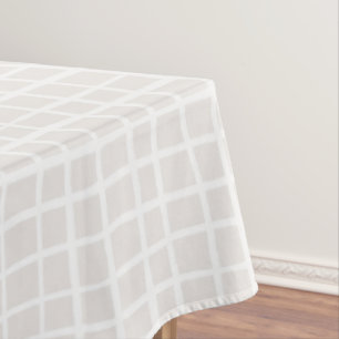 Einfaches geometrisches Gitter beige weiß neutral Tischdecke
