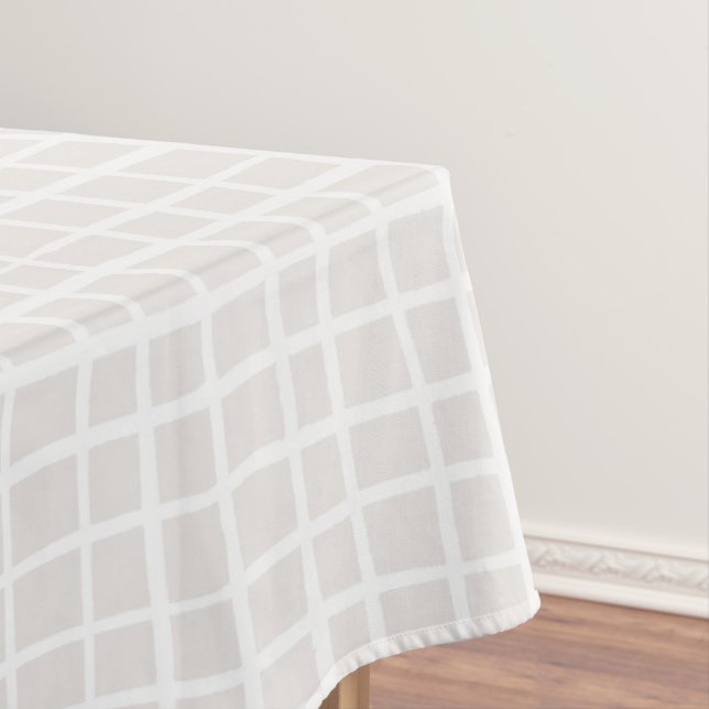 Einfaches geometrisches Gitter beige weiß neutral  Tischdecke (Beispiel)