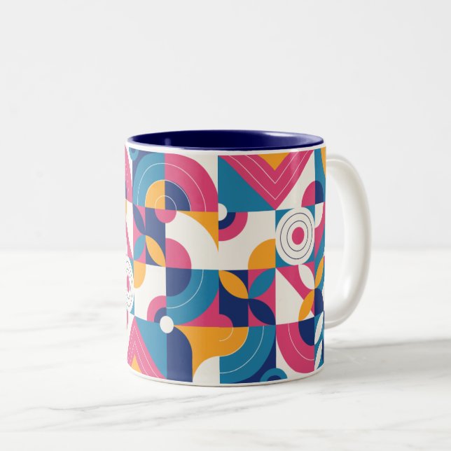 Einfaches geometrisches, nahtloses farbiges Muster Zweifarbige Tasse (VorderseiteRechts)