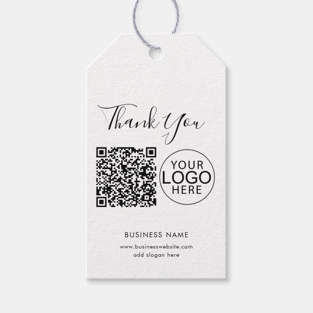 Einfaches Geschäft-Logo und QR-Code Danke Geschenkanhänger (Vorderseite)