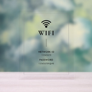 Einfaches Geschäfts-Wifi-Passwort und Netzwerk  Acrylschild