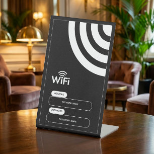 Einfaches Geschäfts-Wifi-Passwort und Netzwerk  Sockelschild