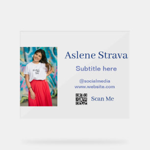 einfaches Geschäftsfoto QR Social Website Name Lil Acrylschild