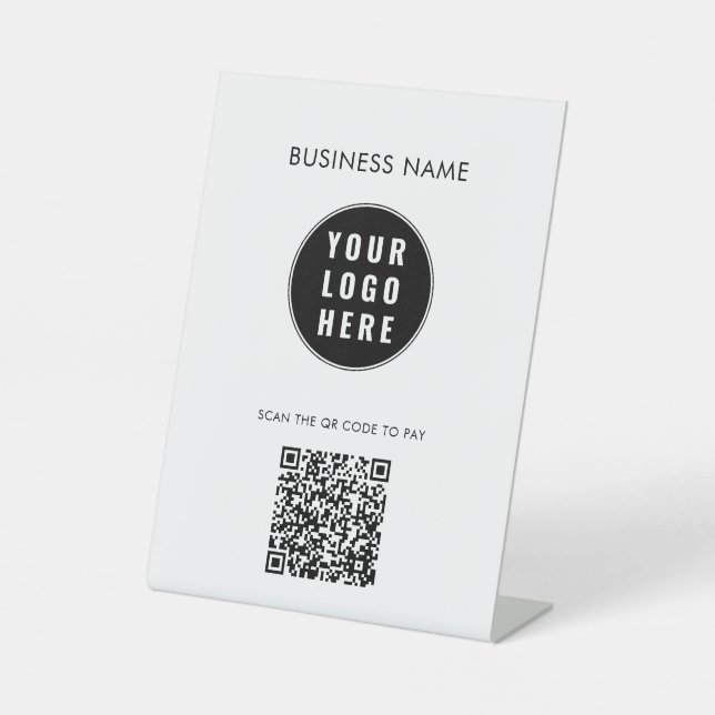 Einfaches Geschäftslogo modernes QR-Code benutzerd Sockelschild (Vorderseite)