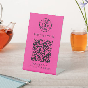 Einfaches Geschäftslogo QR-Code-Menü Kontaktlos Sockelschild