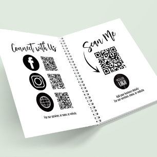 Einfaches Geschäftslogo QR-Code Social Media Notizbuch