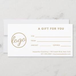 Einfaches Geschenkzertifikat für moderne Gold-Logo