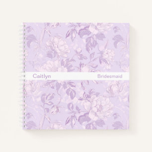 Einfaches gestreiftes pastelllila Blumenquadrat Notizbuch