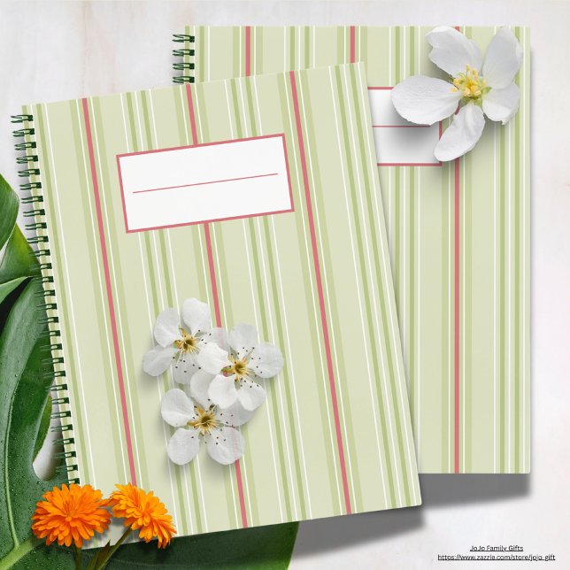 Einfaches gestreiftes Retro-Patronen l Green Notizbuch (Rustic retro stripped sage green pattern.)