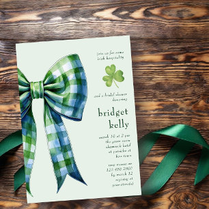 Einfaches Gingham-Band Elegante Irische Hochzeitsd Einladung