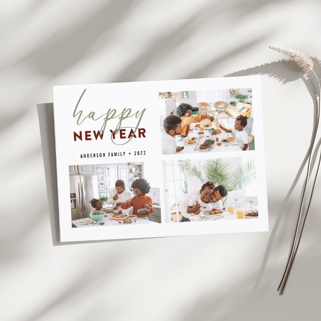 Einfaches Glück Neujahr Kalligrafie Foto Urlaub Postkarte (Von Creator hochgeladen)