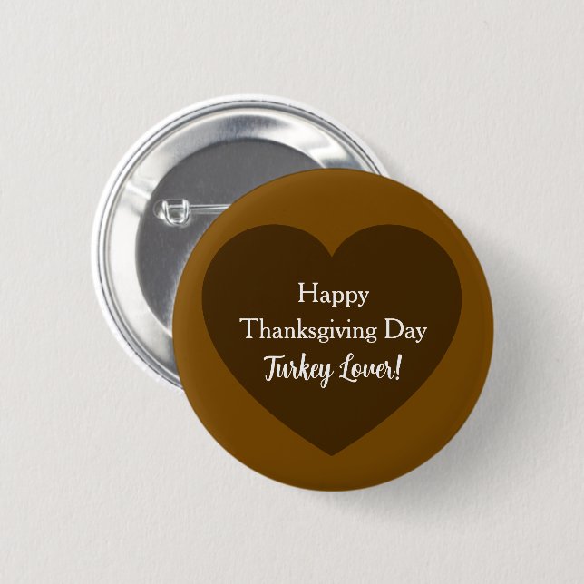 Einfaches Glück Thanksgiving Tag Türkei Lover Brow Button (Vorne & Hinten)