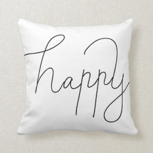 Einfaches glückliches modernes Typografie-Skript Kissen