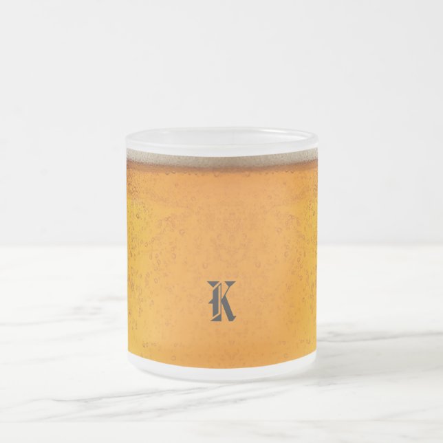 Einfaches Gold Bier Monogramm Weihnachtsfeier Mattglastasse (Mittel)