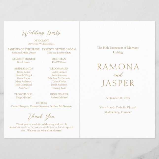 Einfaches Gold-Bold-Programm für moderne katholisc Flyer (Vorne)