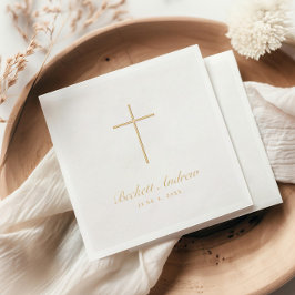 einfaches Gold Cross Skript Servietten Mit Folie