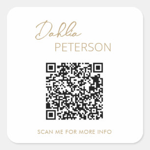 Einfaches Gold Eleganter QR Code Modernes Business Quadratischer Aufkleber