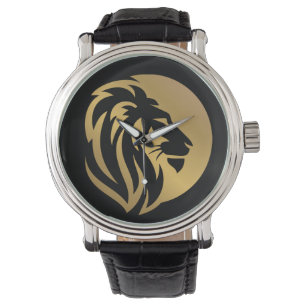 Einfaches Gold Lion Leo Logo Armbanduhr