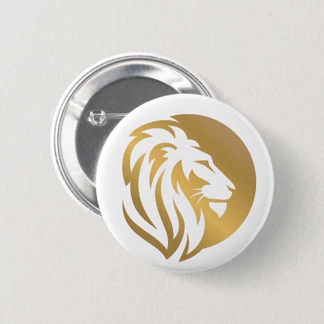Einfaches Gold Lion Leo Logo Button (Vorne & Hinten)