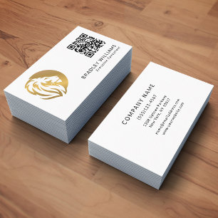 Einfaches Gold Lion Logo mit QR-Code Visitenkarte