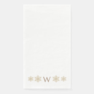 Einfaches Gold-Monogramm Gold-Wasserfarbe-Schneegl Serviette