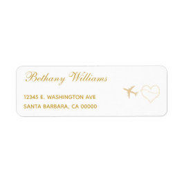 Einfaches Gold-Reise-Flugzeug-Rücksendekennzeichen