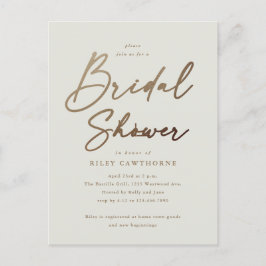 Einfaches Gold Script-Brautparty Postkarte