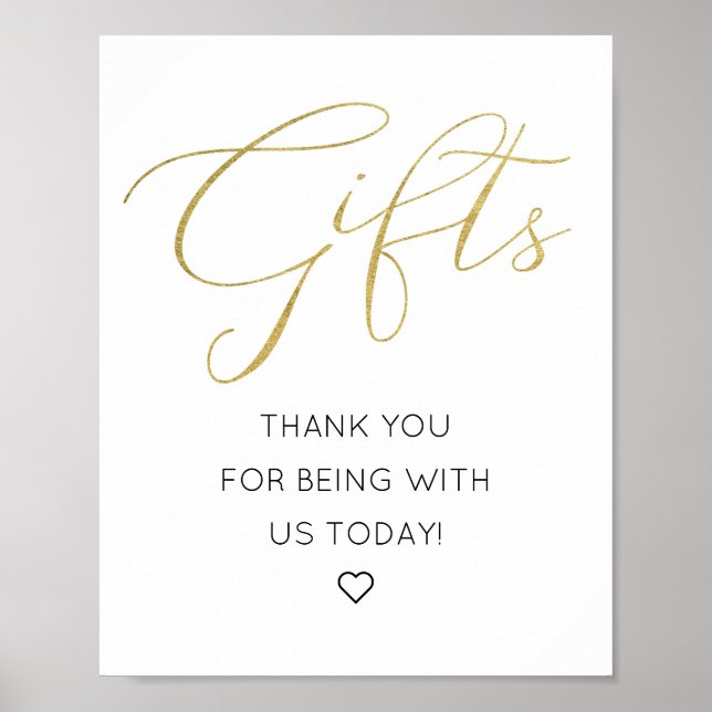 Einfaches Gold Script-Geschenk-Table-Sign Poster (Vorne)