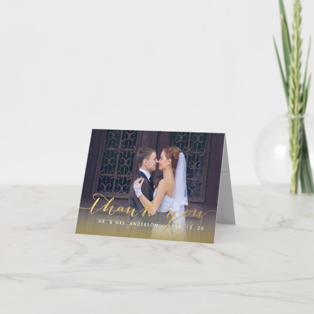 Einfaches Gold-Script | Hochzeitsdanken: Faltkarte Dankeskarte (Vorderseite)