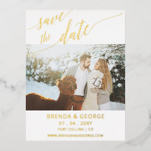 Einfaches Gold Script-Kalligrafie-Save the Date Fo