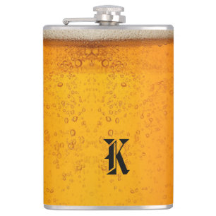 Einfaches Goldbier-Monogramm Weihnachtsfeier Flachmann