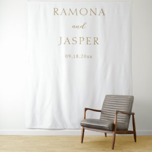 Einfaches goldenes modernes Hochzeitsbackdrop Wandteppich